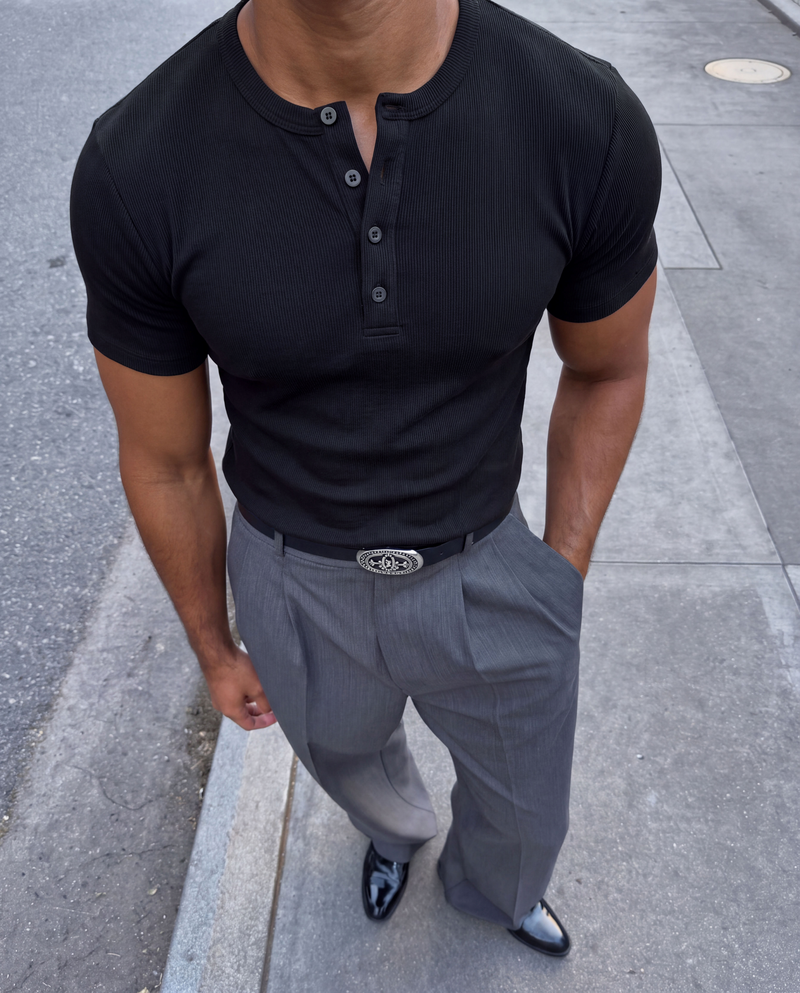 Black Henley T-Shirt